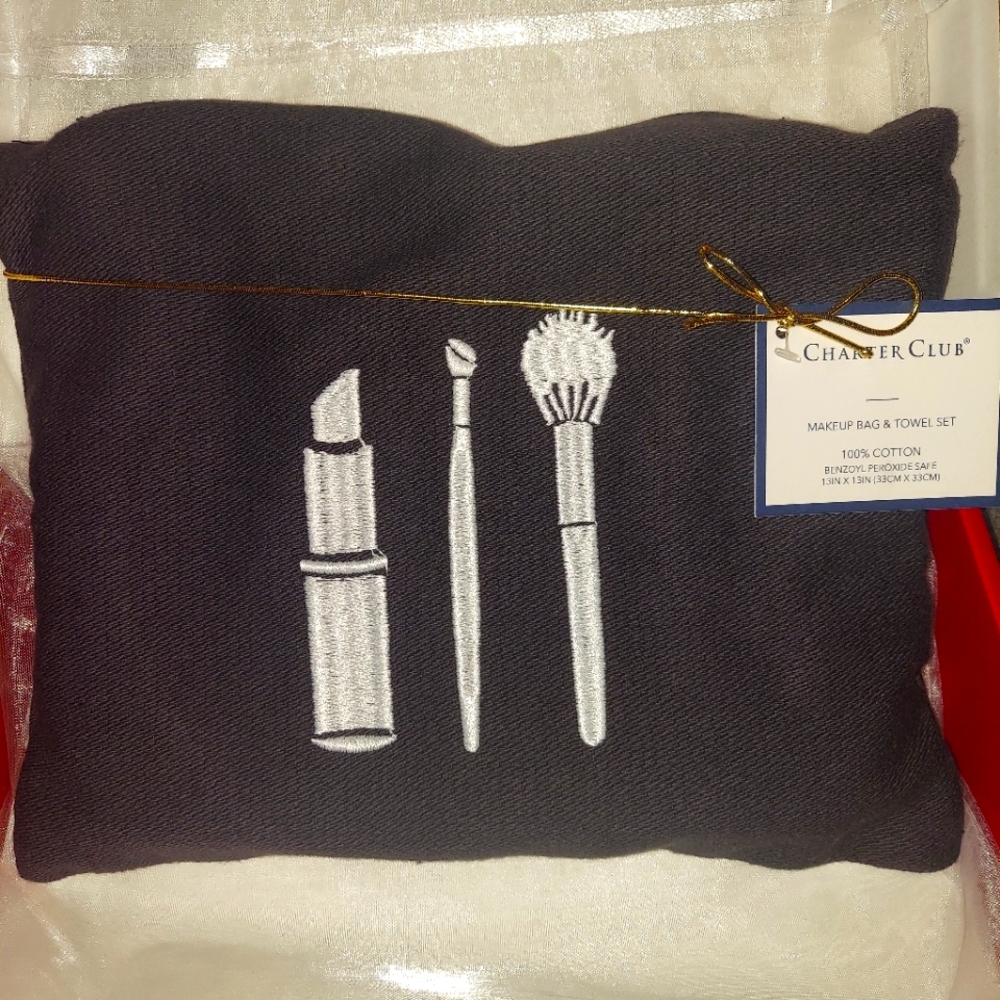 NWT Charter Club Makeup Bag & Towel
